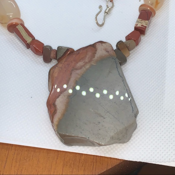 Handcrafted “Sedona” Carnelian Red Jasper & 925 Necklace & Earring Set - Picture 3 of 13